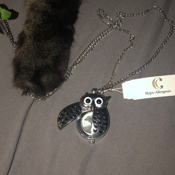 Silver Owl Watch Necklace - Picture 3 of 6